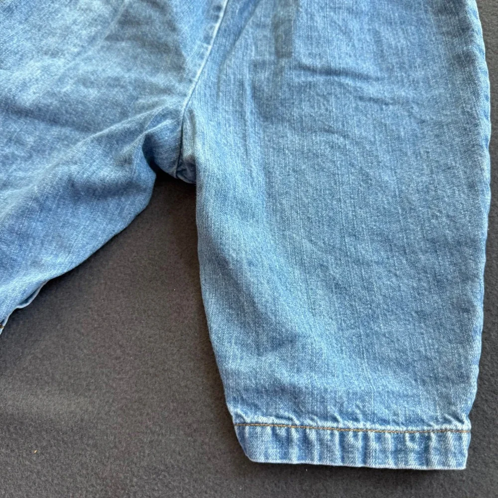Vintage Carters Baby Girls Blue Denim Embroidered Floral Bumblebee Overalls 9M